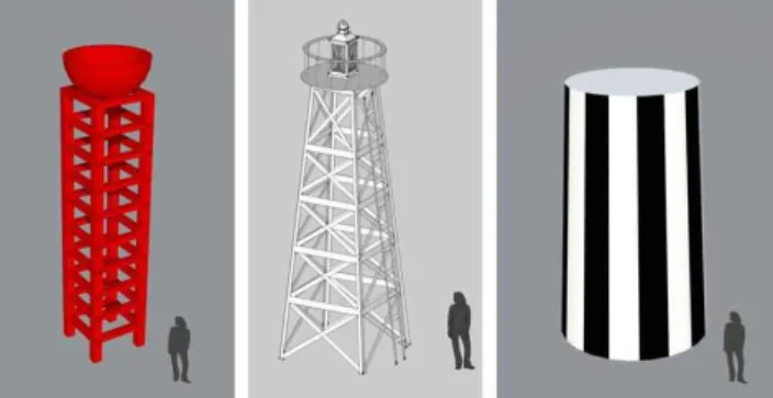 Fig. 15 Light of Pinnacle Rock, Leading, Channel Rock (Left to right), Virtual Perspective