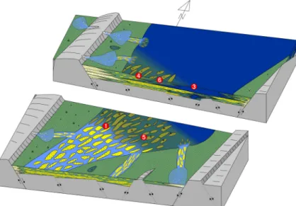 Fig. 14. Schematic depositional model of the early stage of Unit J-3. Rapid subsidence of the basin resulted in the  formation of lake (JG-3 well) and lake margin (JG-4, -5 and –6 wells) environments.