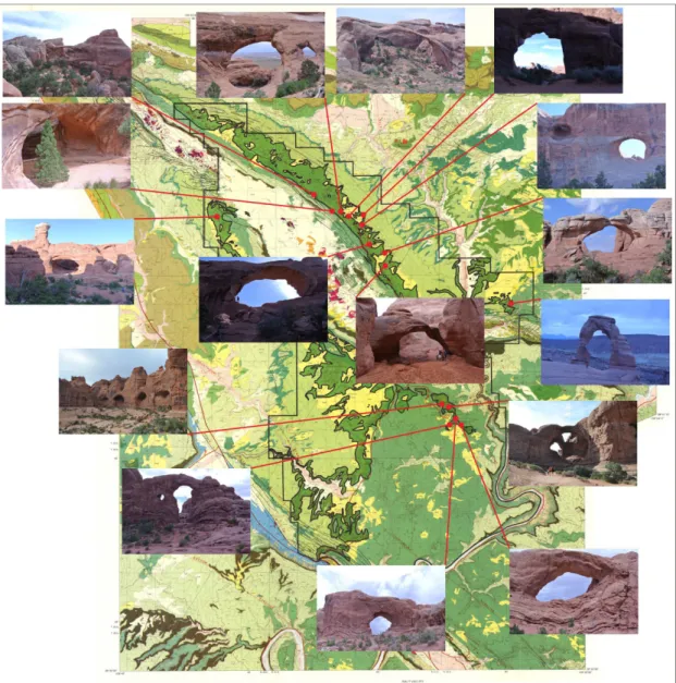 Fig. 1. Locations of various arches developed in the Arches National Park (modified from Doelling, 1985).1
