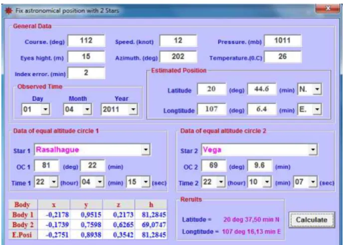 Table 5 The input data for 3 stars observation