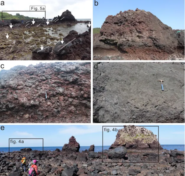 Fig. 3. Spatter deposits around Elephant Rock located in the western part of Biyangdo
