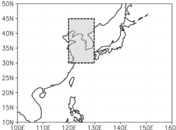 Figure 2는  북서태평양  몬순지수의  정의를  보여준 다.  북서태평양  몬순지수는  아래의  식과  같이  계산된 다(Wang and Fan, 1999).