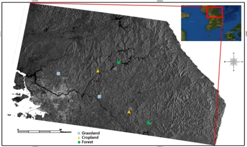 Fig. 1. Study sites for each land cover classification