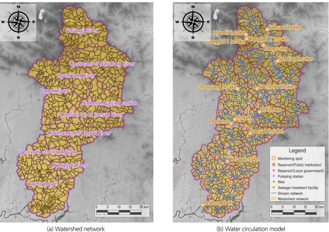 Fig. 7. A map showing Andong dam (MBSN Code: 2001) based on water circulation model