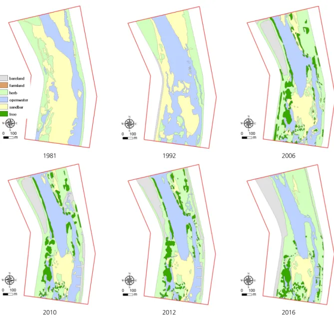 Fig. 3. Vegetation variation of Seom river