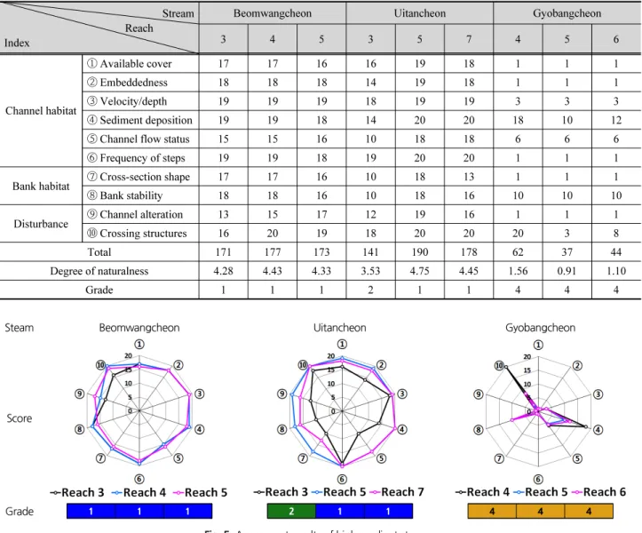 Fig. 5. Assessment results of high gradient streams
