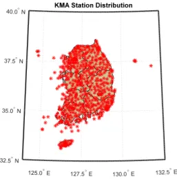 Fig. 2. Spatial distribution of AWS and ASOS