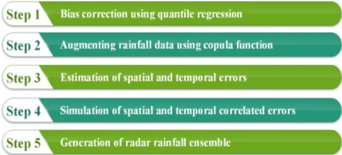 Fig. 1. A flow chart for ensemble radar rainfall simulation technique