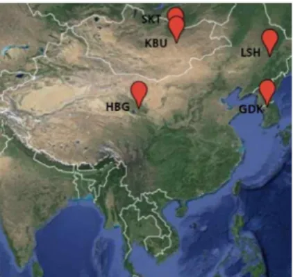 Fig. 1. Study area and validation sites