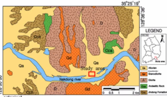Fig. 1. Location and geology of the study area (Kim and Kim, 2009).