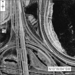 Fig. 8. The arc-shaped slope with slightly different orien- orien-tations is divided into three domains
