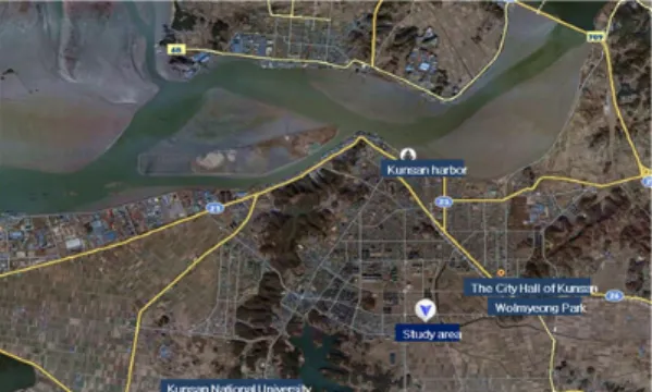 Fig. 1. Sampling location of core sediments KS2009 and topographical map (Google earth, 2012).