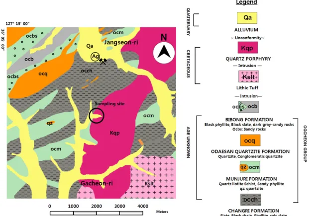 Fig. 2. Geologic map of the study area (modified from Hong and Choi, 1978).