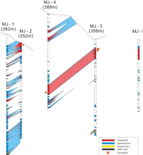 Fig. 9. Detailed description of vertical sections obtained from core-logging in Fig. 8