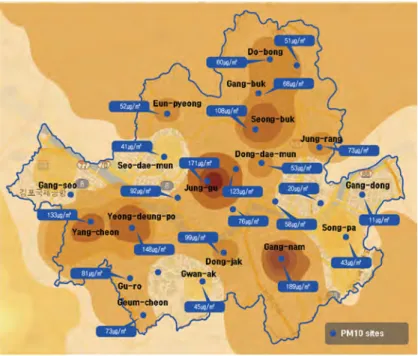 Fig. 6. PM 10  map manufacture automation using IDW.