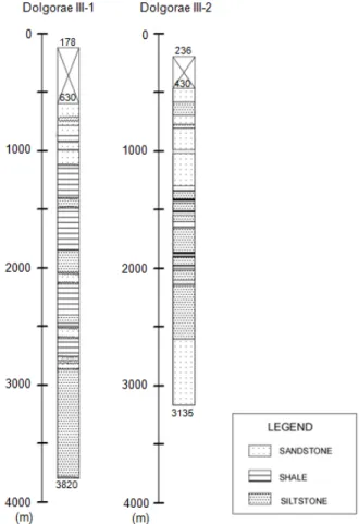 Fig. 2. Lithology of the Dolgorae wells (modified after Lee, 1994).