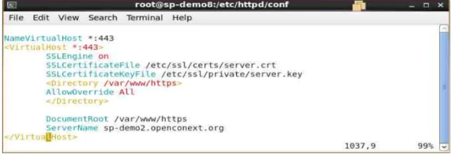 [그림  2]  SSL의  httpd.conf  설정 2.  아파치  SSL  설정파일  설정 # vi /httpd/conf.d/ssl.conf ssl.conf SSLCertificateFile /etc/ssl/certs/server.crt SSLCertificateKeyFile /etc/ssl/private/server.key 3