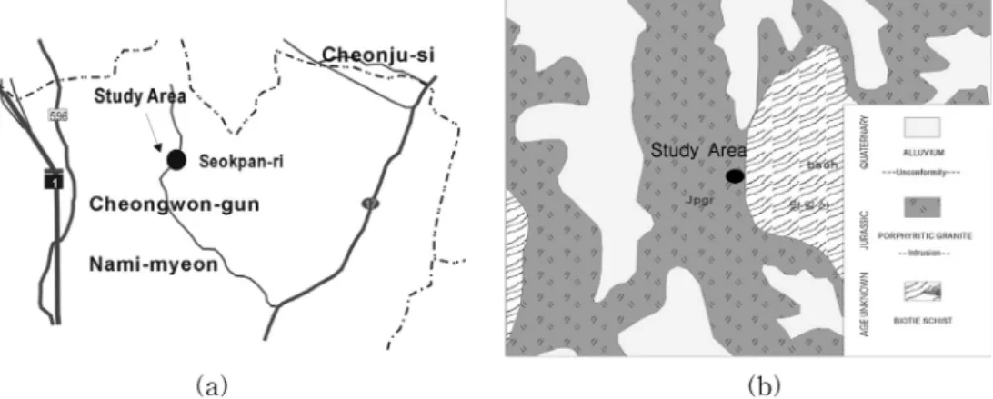 Fig. 1. Location (a) and geological map (b) of the study area.
