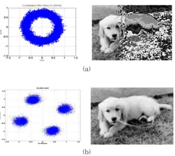 Fig  8.  Experiment  result,  (a)  Result  of  QPSK  MODEM,  (b)  Result  of  QPSK-DSSS  MODEM 5