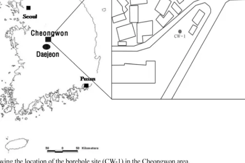 Fig. 2. Geological map of the study area, showing the location of the borehole (CW-1).
