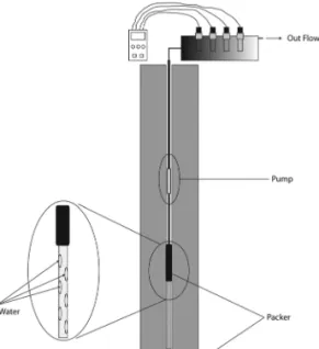 Fig. 3. Schematic diagram of the double-packer system  installed in the borehole.