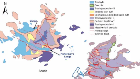Fig. 1. Geological map of the study area, showing the location of the Mulgol cave.