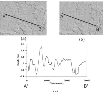 Figure 5. Comparison of (a) the airborne InSAR-derived  DEM and (b) CInSAR-derived DEM