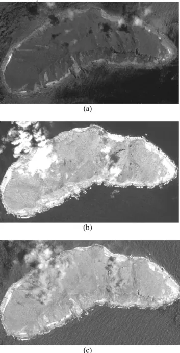 Figure 1. The test image (a) GeoEye-1 (b) WorldView-1  (first) (c) WorldView-1 (second) 