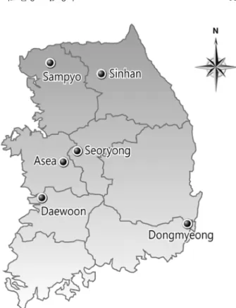Fig. 1.  Locations of sampling sites.