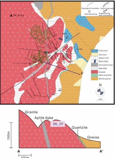 Fig. 1. Geology and cross-section around the study area (modified from Geostock, 1977).