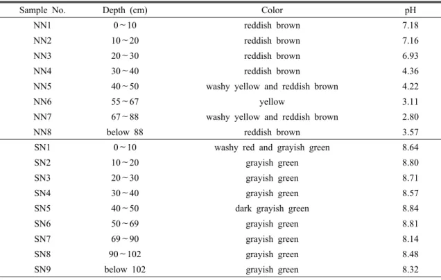 Table 1. Description of each samples collected at Samsanjeil mine and their pH values 