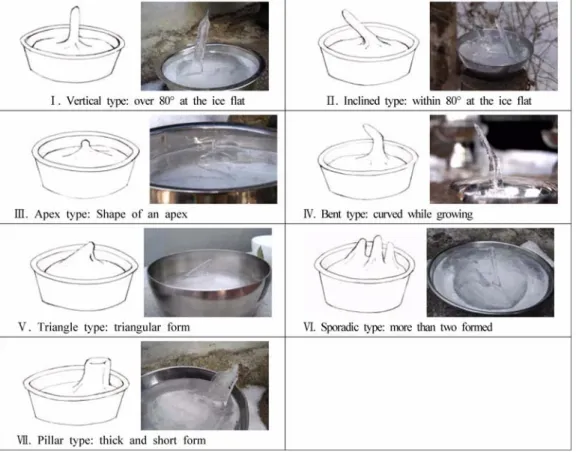 Fig. 6. Classification of ice spikes observed in the natural world.