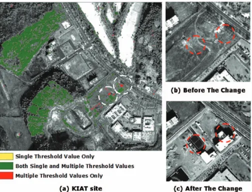 Fig. 9-1.  Binary change masking result for the PC1 image differencing image in the KIAT site