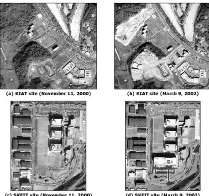 Fig. 4.  Panchromatic bands of the multi-temporal IKONOS satellite images obtained from the study area