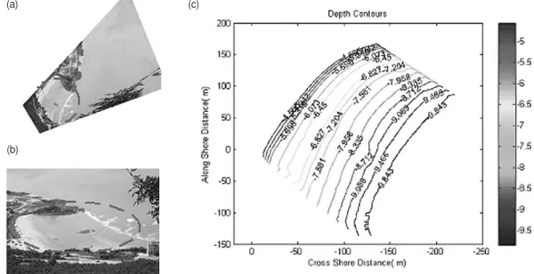 Fig. 2 and Fig. 3 show the bathymetry contours and one of the images used for the depth calculation and