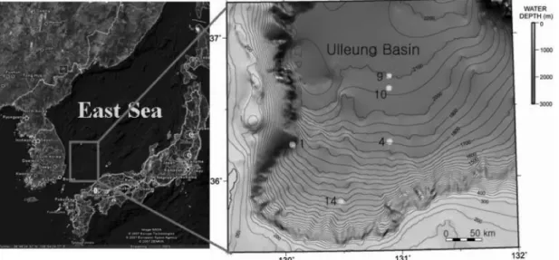 Fig. 2.  A seismic section around the Ulleung Basin (KIGAM, 2007). Note clear BSR in the section