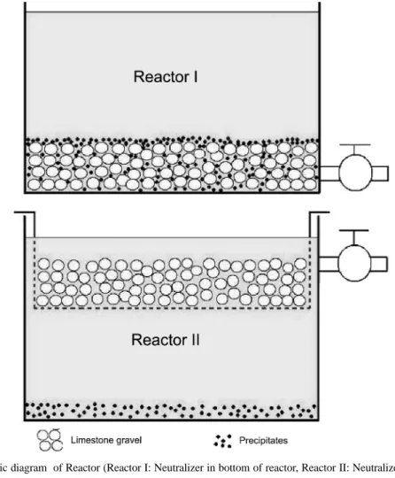 Fig. 3. Schematic diagram  of Reactor (Reactor I: Neutralizer in bottom of reactor, Reactor II: Neutralizer in upper part of reactor).