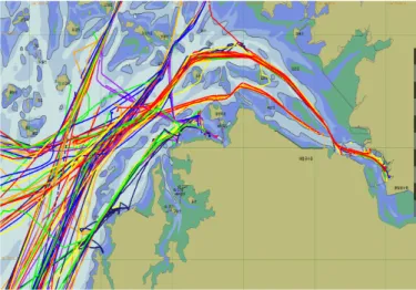 Fig.  1  A  track  chart  of  vessels  during  the  peak-time  3  days