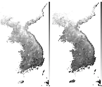 Figure 6. Same as in Figure 5 except for January. (Scale  bar range - left : 265K ~ 281K, right: 260K ~ 275K) 