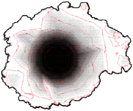 Figure 8.  Contour map of lava thickness 