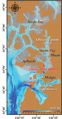 Fig. 2. Topography of Muan Bay showing inter-tidal zone.