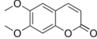 Fig. 1. The structure of scoparone. PIN, 6,7-dimethoxy-2H-  chromen-2-one; chemical formula, C 11 H 10 O 4 ; molar mass, 206.19  g/moL.
