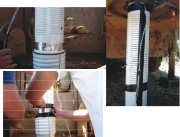 Fig. 3. Photographs showing the ERT cable installation.  