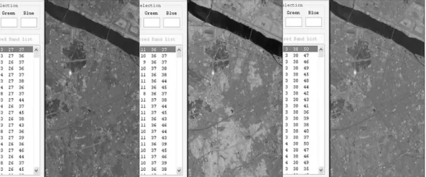 Fig. 6.  A comparison of band selections on the first 50 bands: SI (left), OIF (middle) and CI (right).
