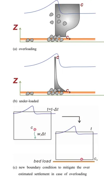 Fig. 4. Definition sketch of boundary condition for suspended sed- sed-iment concentration [modified from Jacobsen et al