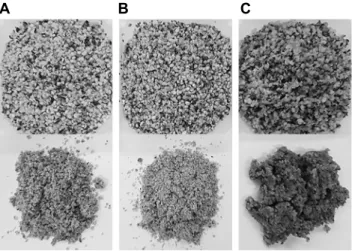 Fig. 1. Appearances of (A) raw hempseed, (B) roasted hemp- hemp-seed, and (C) steamed hempseed.