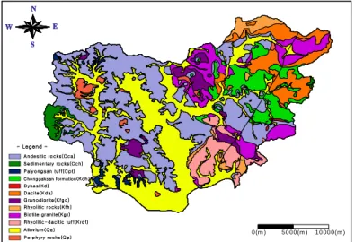 Fig.  1.  Geological  map  of  the  study  area  (MOCT,  2003).