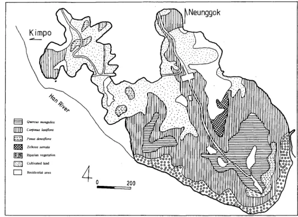 Fig.  5.  Potential  natural  vegetation  map  of  Dõkyang-sa n. 