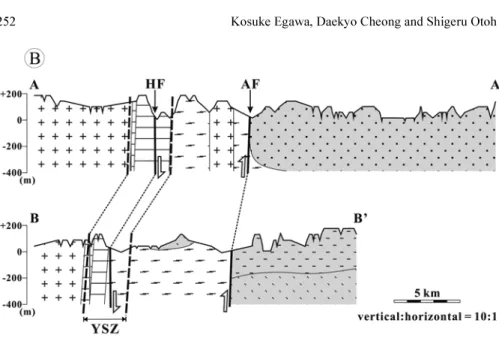 Fig. 2. Continued . ( B ) Vertical sections  of the geological map.