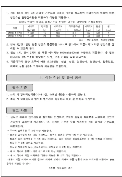 Fig. 1. Example of guidelines for food and nutrition management standards of public food services 2015
